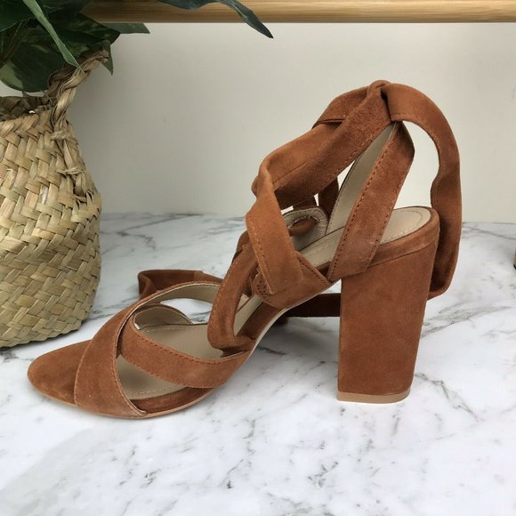 SOLD Country Road Tan Suede Leather Heels Shoes Size 37 - Picture 10 of 12